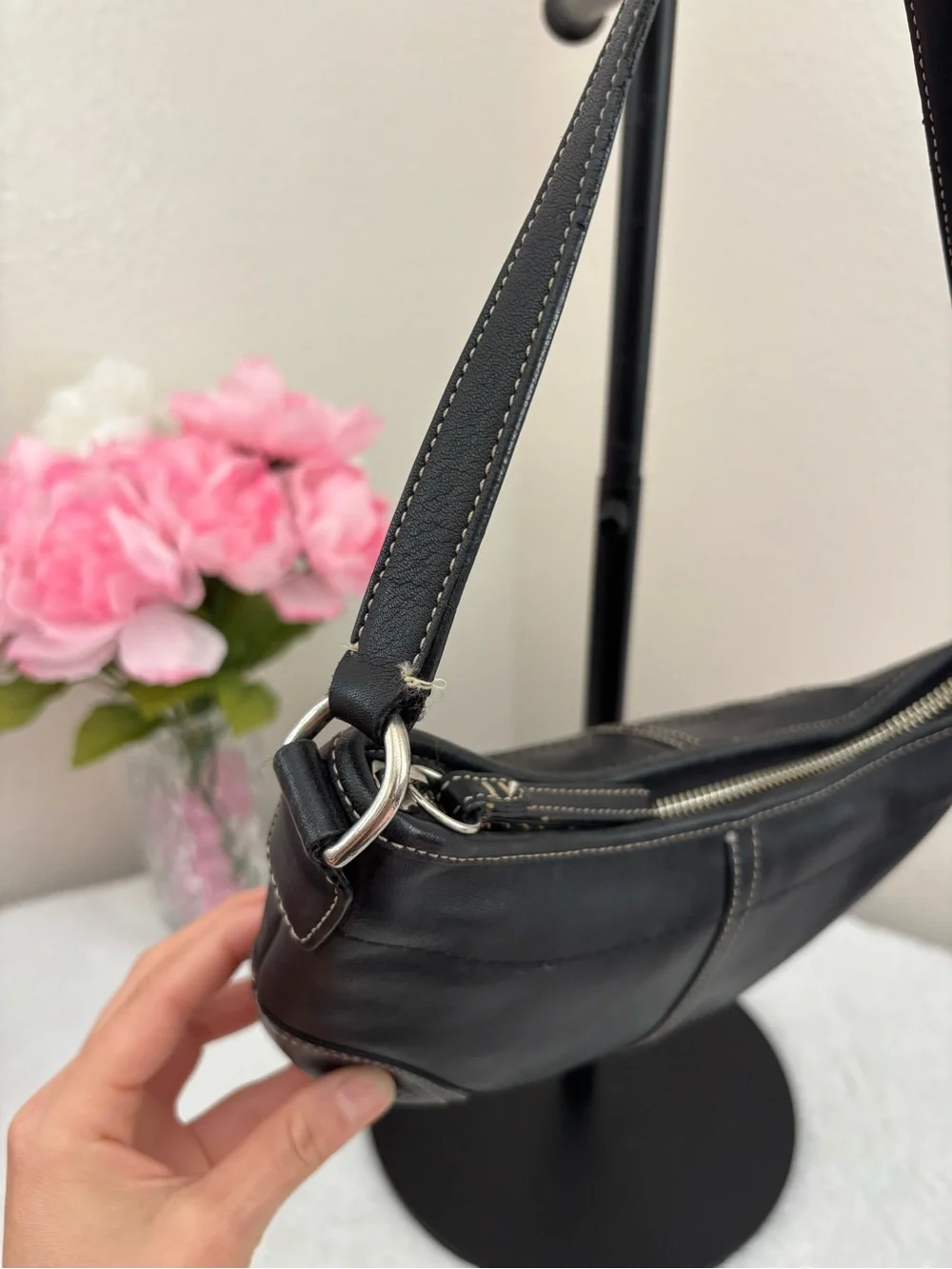 Y2k Coach Soho Mini Black Leather Hobo Bag